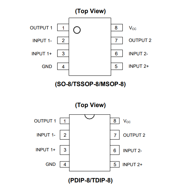 AS358AMTR-E1 Pin Configuration Diagram